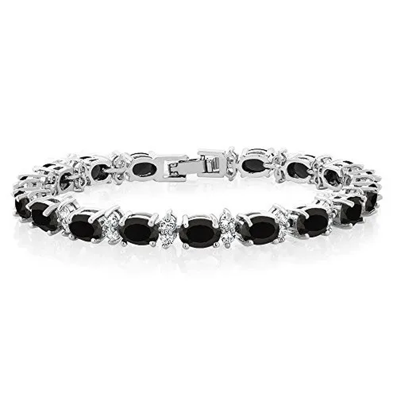 Gem Stone King 925 Sterling Silver Gorgeous Oval and round Sparkling Cubic Zirconia CZ Tennis Bracelet Jewelry Gift