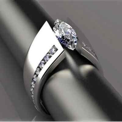 Fashion Sparkling Twisted Metal Inlaid White Zircon Ring Women Girls Gift