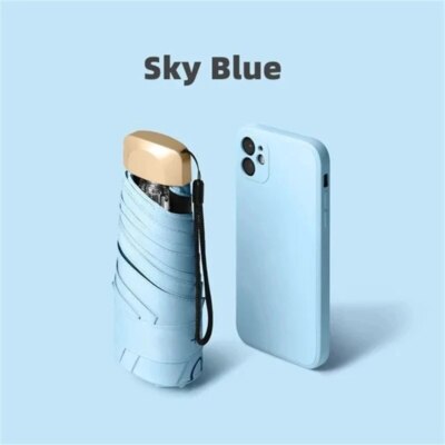 Mini Sun Umbrella Pocket Rain Umbrella Vinyl Folding UV Ultraviolet Protection