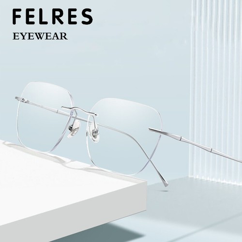 Rimless Titanium Square Eyeglasses For Men Retro Clear Lens Glasses Frames Hot 