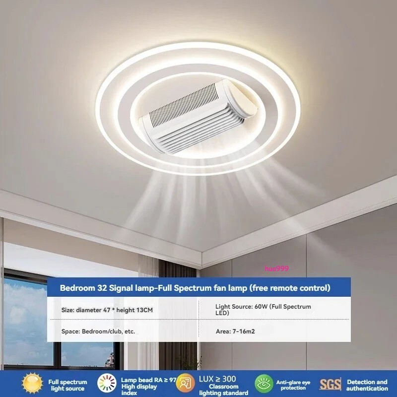 Invisible Bladeless Ceiling Fan Chandelier Smart Home Decor Light Living