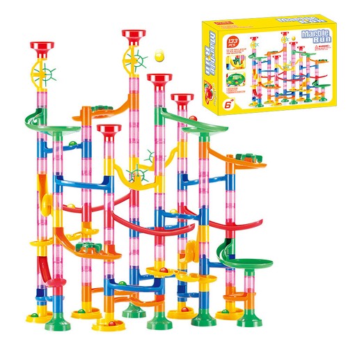133PCS Murmelbahn Kugelbahn Kinder Lernspielzeug Motorikspielzeug Glasmurmeln DE