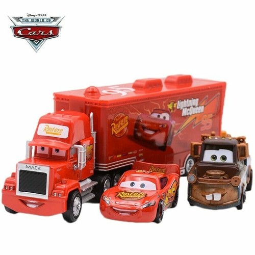 Disney Pixar Cars Tow Mater&Lightning Mcqueen&Mack Hauler Diecast