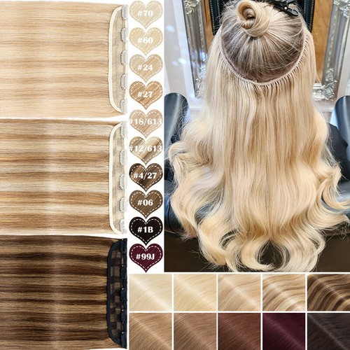 Thick 100% Remy Human Hair Clip in Extensions One Piece Half Full Head Highlight