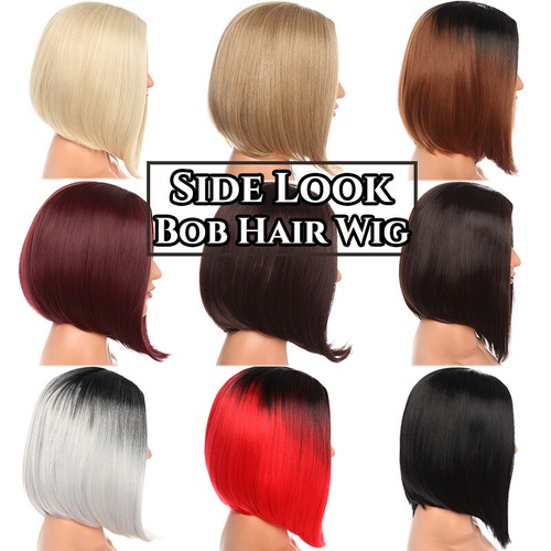 Lady Girl Bob Wig Women's Short Straight No Bangs Full Hair Wig Cosplay Party US