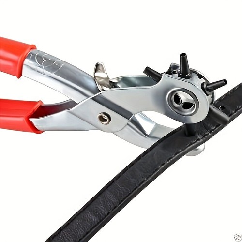 9" Leather Hole Puncher Heavy Duty Hand Pliers Belt Holes 6 Sized Puncher Tool