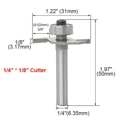 Arcade T Slot Router Bit 1/4'' Shank 1/8'' Cutting Depth 2 FlutesT-Slot Cutter