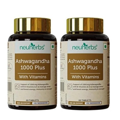 Ashwagandha 1000mg Tablets | Manage Anxiety & Stress Relief | (Pack of 2)