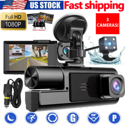 3 lenses Camara De Seguridad Dash Cam Para Auto Carro Delantero/Trasero/Interior