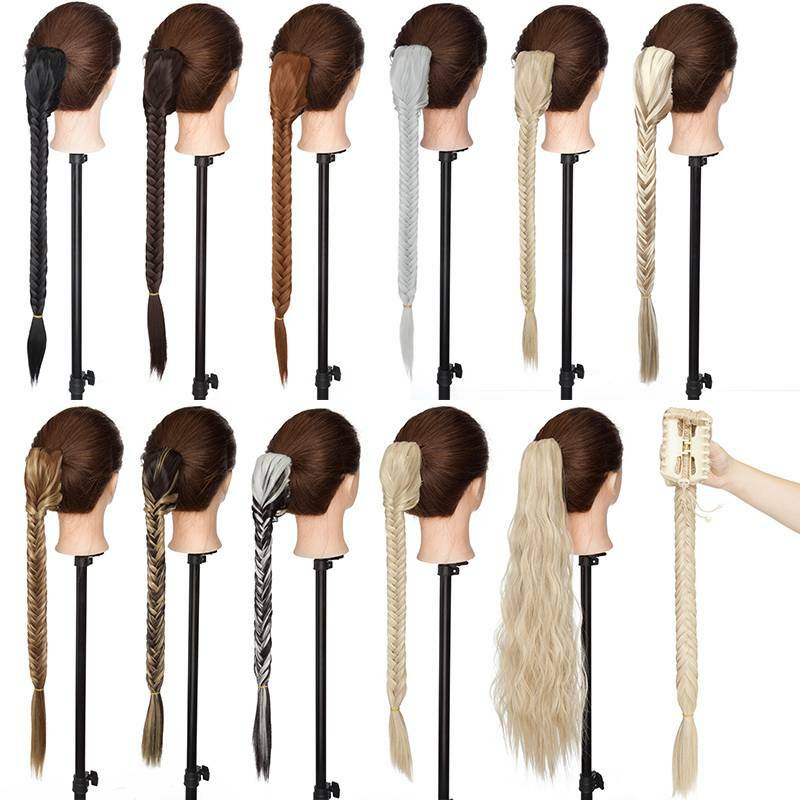 100% Real Thick Claw on One Piece Hair Extensions Ponytail Fishtail Pony Tail US