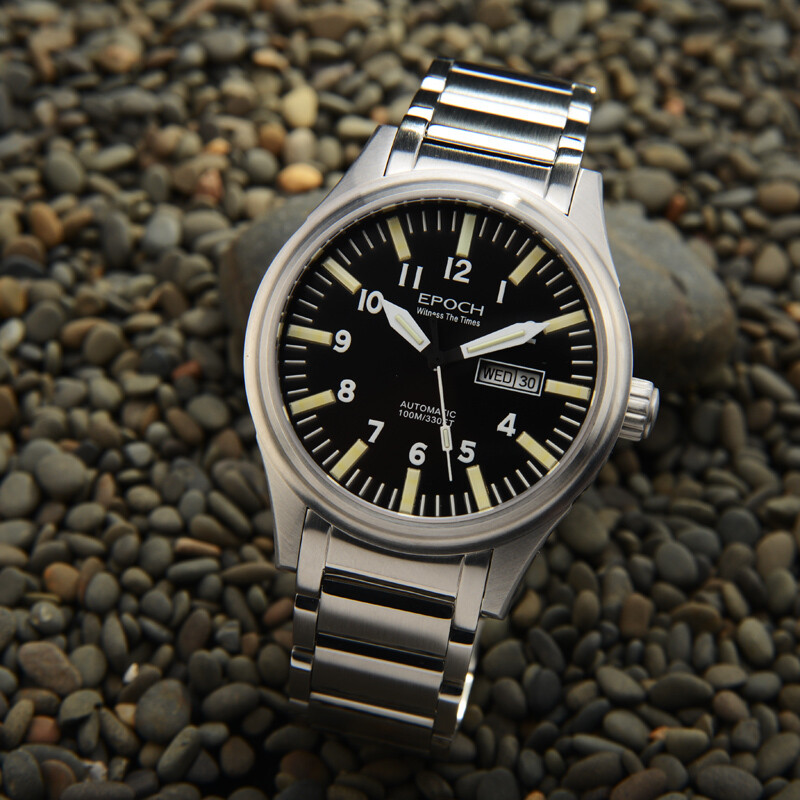 Pre-owned Epoch Men Automatic Watch Luminous Mechanical Wristwatch 10atm Waterproof Nh36