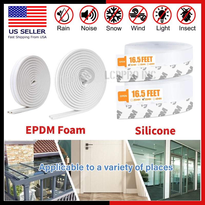 Door Seal Strip Weather Stripping Adhesive Silicone Windows Bottom Stopper Foam