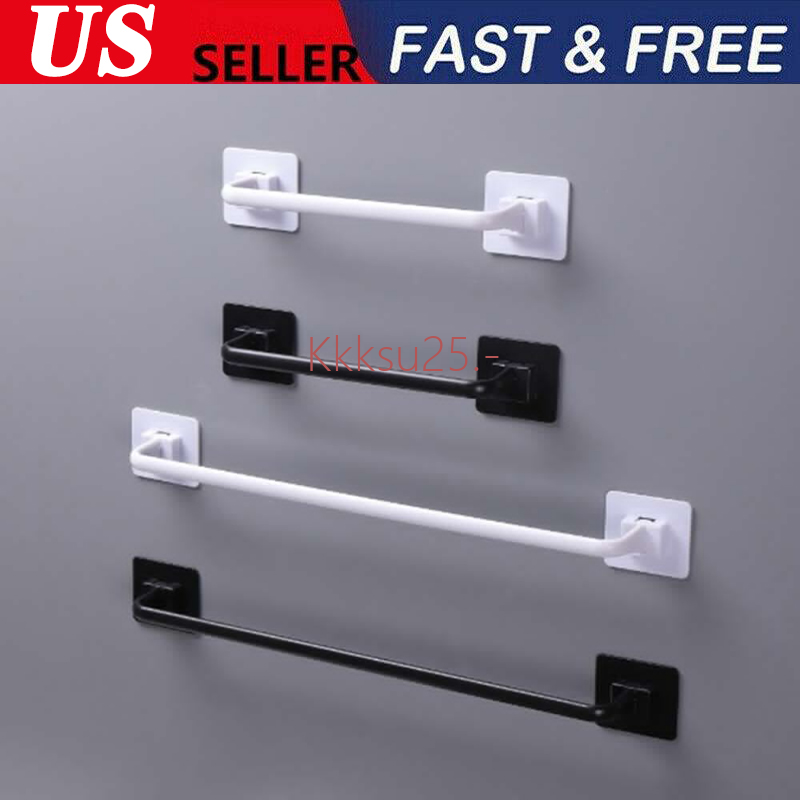 Self Adhesive Towel Rod Bar Wall Bath Towel Holder Rail Rack Kitchen Bathroom US