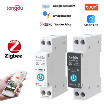 TUYA ZigBee Smart Circuit Breaker 1P 63A DIN Rail for Smart Home Wireless Remote