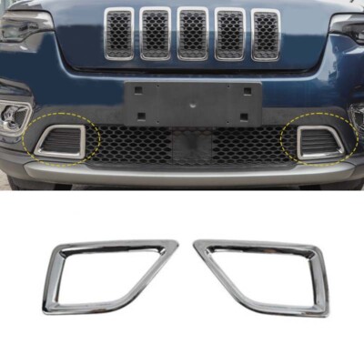 2pcs Chrome Front Bumper Air Inlet Vent Cover Trim for Jeep Cherokee 2019+