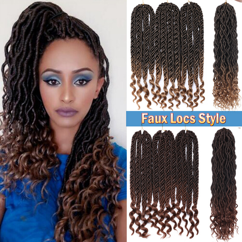 New Bulk Crochet Curly Top Bottom Faux Locs Long Lock Braids Hair