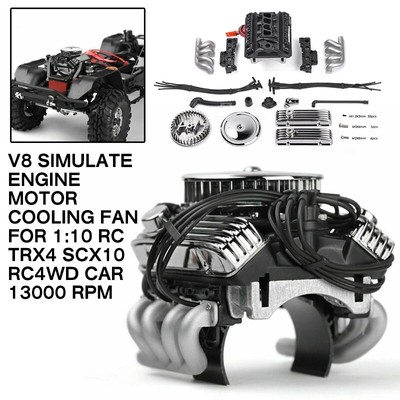 For 1:10 RC TRX4 SCX10 RC4WD Car 13000 rpm Simulate V8 Engine Motor Cooling Fan
