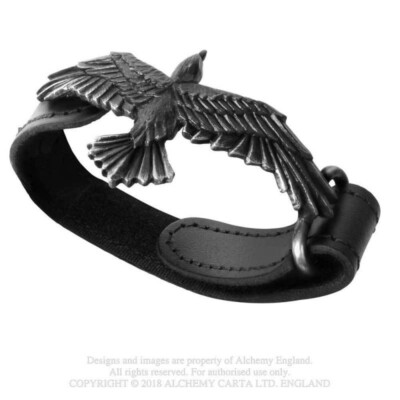 Alchemy Gothic Black consort wrist strap - gothic raven brand new BIN