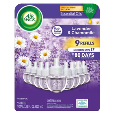 Air Wick Essential Oil Air Freshener - Lavender & Chamomile, 9 Refills - Long-La