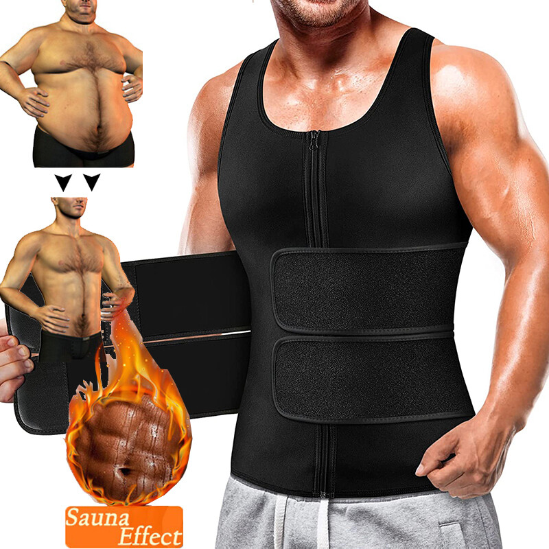 Men Waist Trainer Sauna Vest Abdomen Slim Shapewear Burn Fat Shirt Trimmer Belt