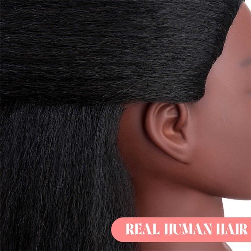 100% Real Human Hair Mannequin Head Practice Styling Training Manikin Doll+Stand