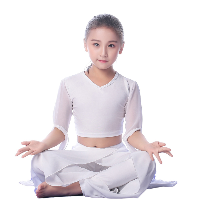 Ragazze 2 Pezzi Danza Set Balletto Yoga Top Chiffon Pantaloni Pratica Costume
