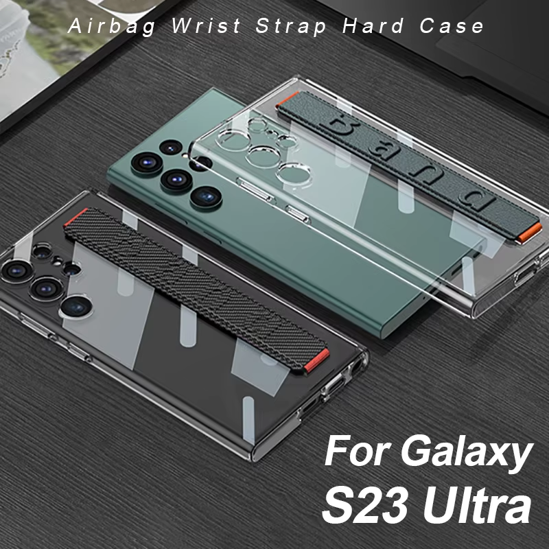 Transparent Wrist Band Protective Case For Samsung Galaxy S23 Ultra Soft Edge Ha