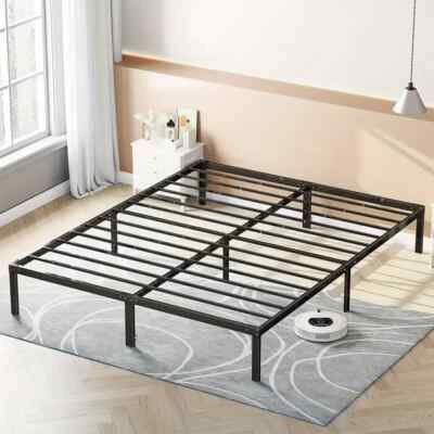 14 Inch Metal Platform Bed Frame Queen Size Sturdy Steel Slat Support