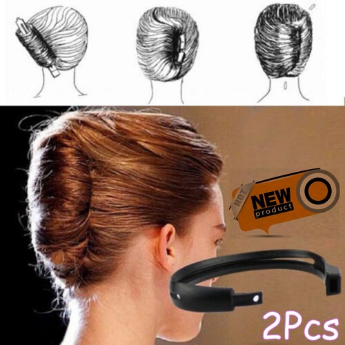 2pcs Womens Hair Updo Styling Bun Maker French Twist Black Clip