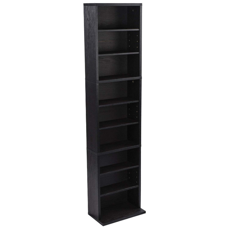 Adjustable Shelves Wood Media Storage Shelf Display DvD CD Bookshelf Espresso