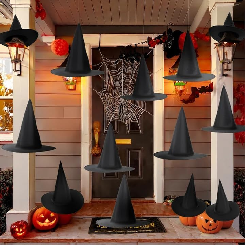 Floating Witch Hats 6 Pcs Halloween Hanging Decor Porch Outdoor Wizard Indoor