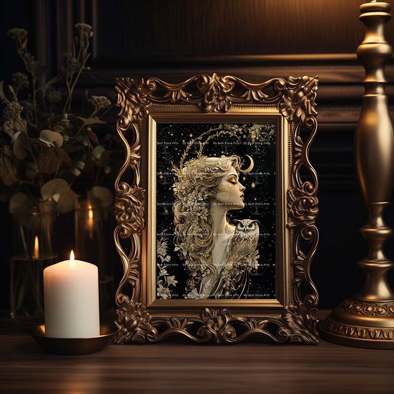 GODDESS NYX PORTRAIT ART PRINT, Greek Mythology Poster Gothic Occult Decor D865