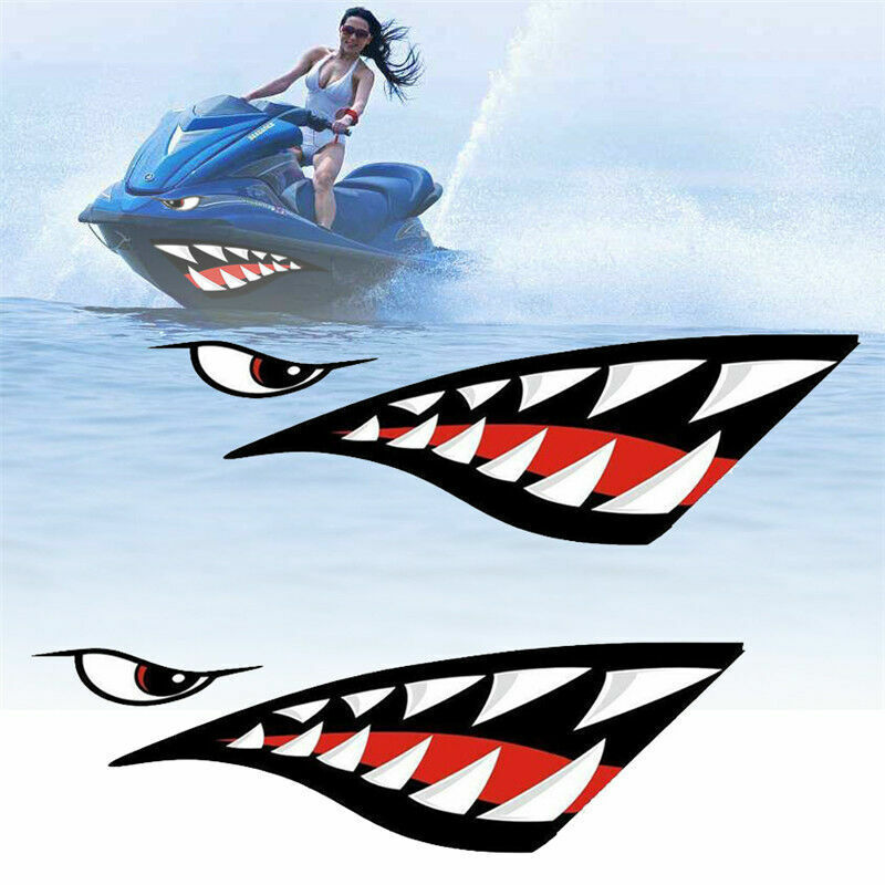 Canoe Boat Red Shark Mouth Sticker Vinyl Decal Sticker