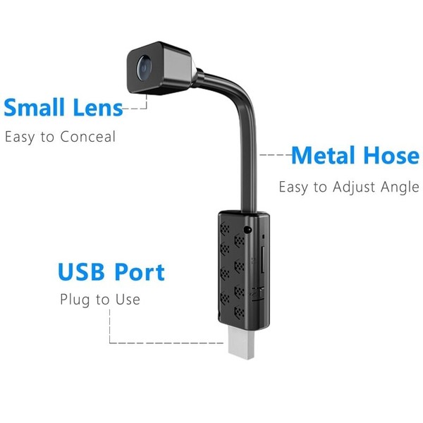 Flexible USB webcam with adjustable metal hose.