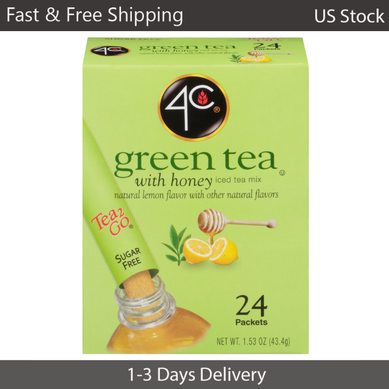 2go Green Tea Mix With Honey Sticks, Sugar Free, Lemon Flavor - 24 Packets