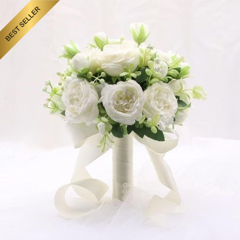 Wedding Small Faux Bouquets for Bride, Bridal Bridesmaid Mini Artificial Bouquet