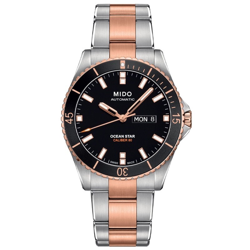 Pre-owned Mido Ocean Star 200 Black Dial Two-tone Steel Mens Watch M0264302205100