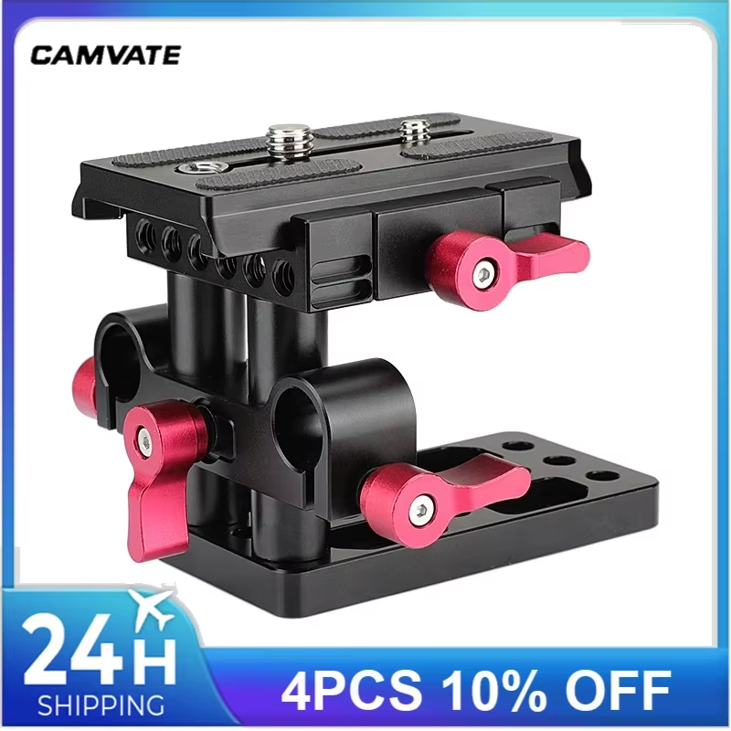 Camera Quick Release Mounting Plate /QR Base With Standard 15mm LWS Dual Rod Cla