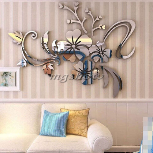 10X 3D Mirror Openwork carving Wall Sticker Acrylic Mural Decal Home Room Decor/