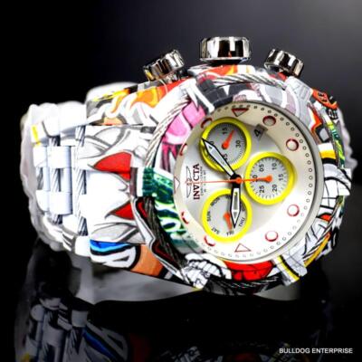 Pre-owned Invicta Bolt Zeus Hydroplated Bracelet Graffiti White Chronograph 52mm Watch