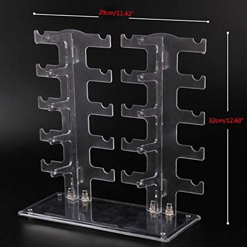 Two Row Sunglasses Rack 10 Pairs Glasses Holder Display Stand Transparent