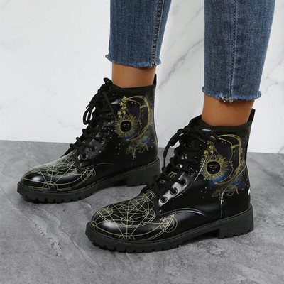 Women Ankle Boots Lace Up Leather Boot Womens Outdoor Vintage Comfortable Punk