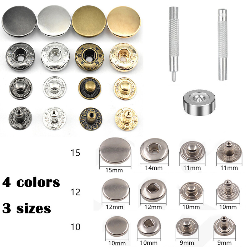 40 Sets Snap Button Kit With Tools - Brass Snap Fasteners For Leather Craft & Clothing