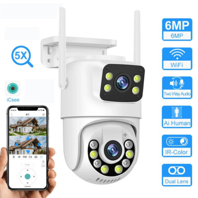 4K Dual Lens WiFi IP Camera Wireless Outdoor CCTV PTZ Home Security IR Cam ICSEE
