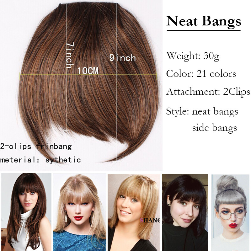 100 Clip In Women For Human Hair Neat Bangs Front Fringe Hair