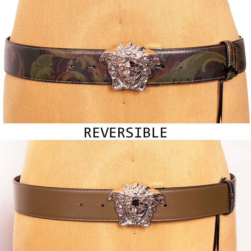 VERSACE　4連ベルト 美品】ジャンニヴェルサーチ 4連 メデューサ ベルト クロコ ブラック