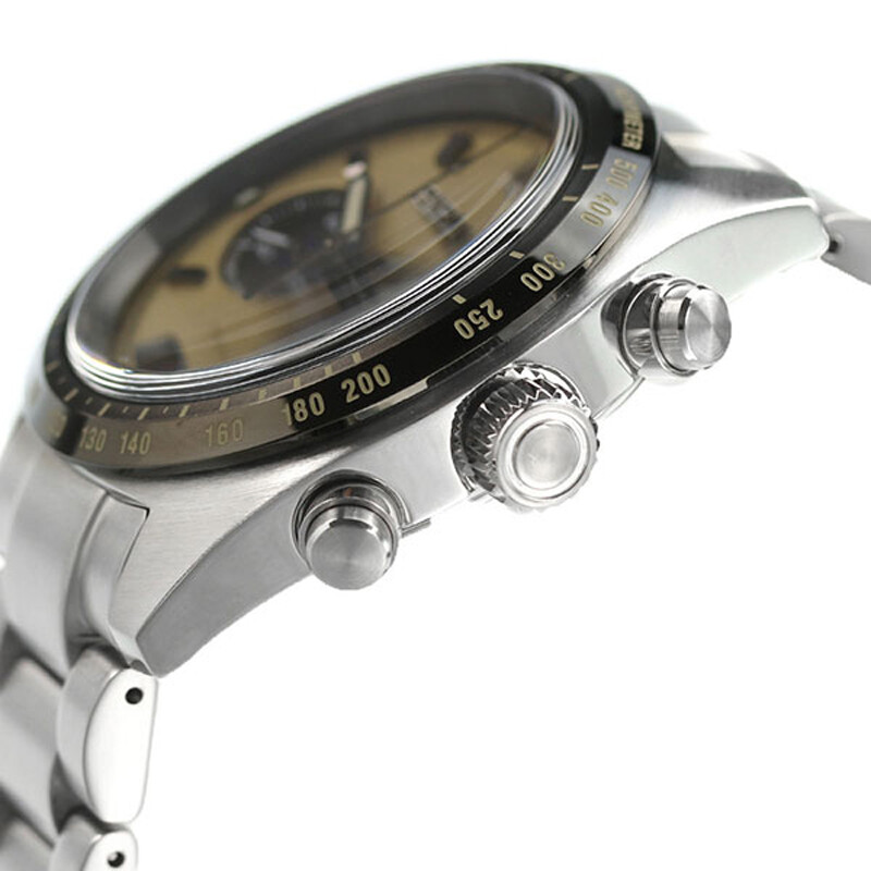 Pre-owned Seiko Prospex Sbdl089 Speedtimer Beige Dial Solar Chronograph Men Watch Japan