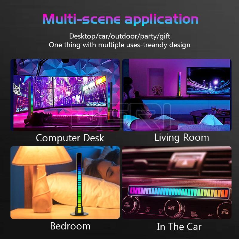 RGB LED Music Sync Sound Control Rhythm Strip Light Bar Car Home Atmosphere Lamp