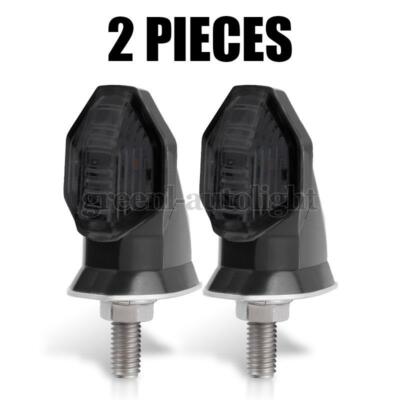 2X Universal Motorcycle LED Turn Signal Indicator Light Amber Blinker Lamp Black