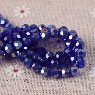 30Pcs 8mm Blue AB Round Crystal Glass Loose Spacer Beads for Jewelry Making DIY